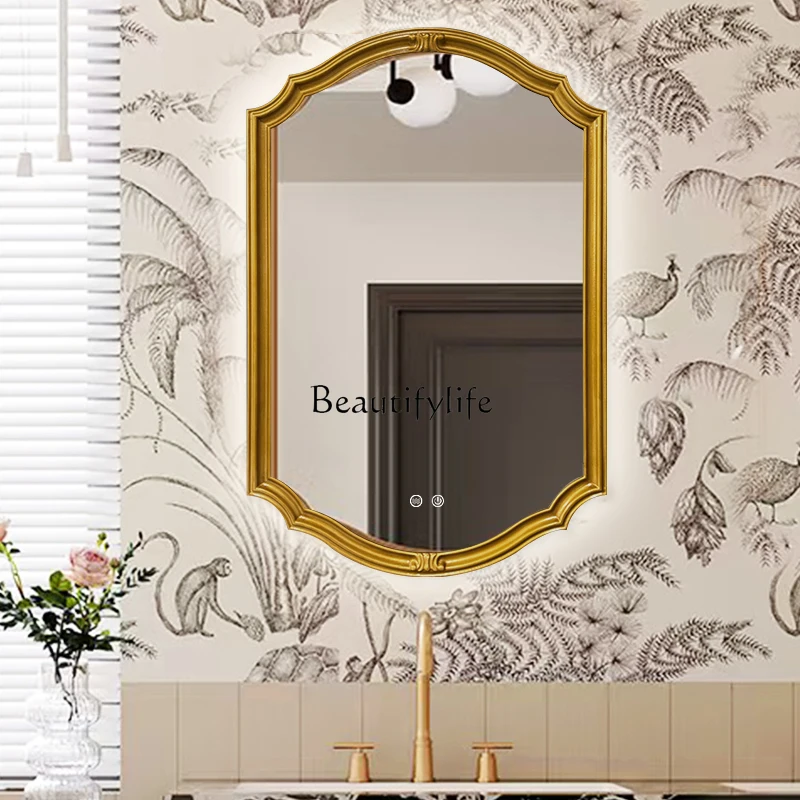 

*Smart bathroom mirror special-shaped French style retro irregular decorative mirror
