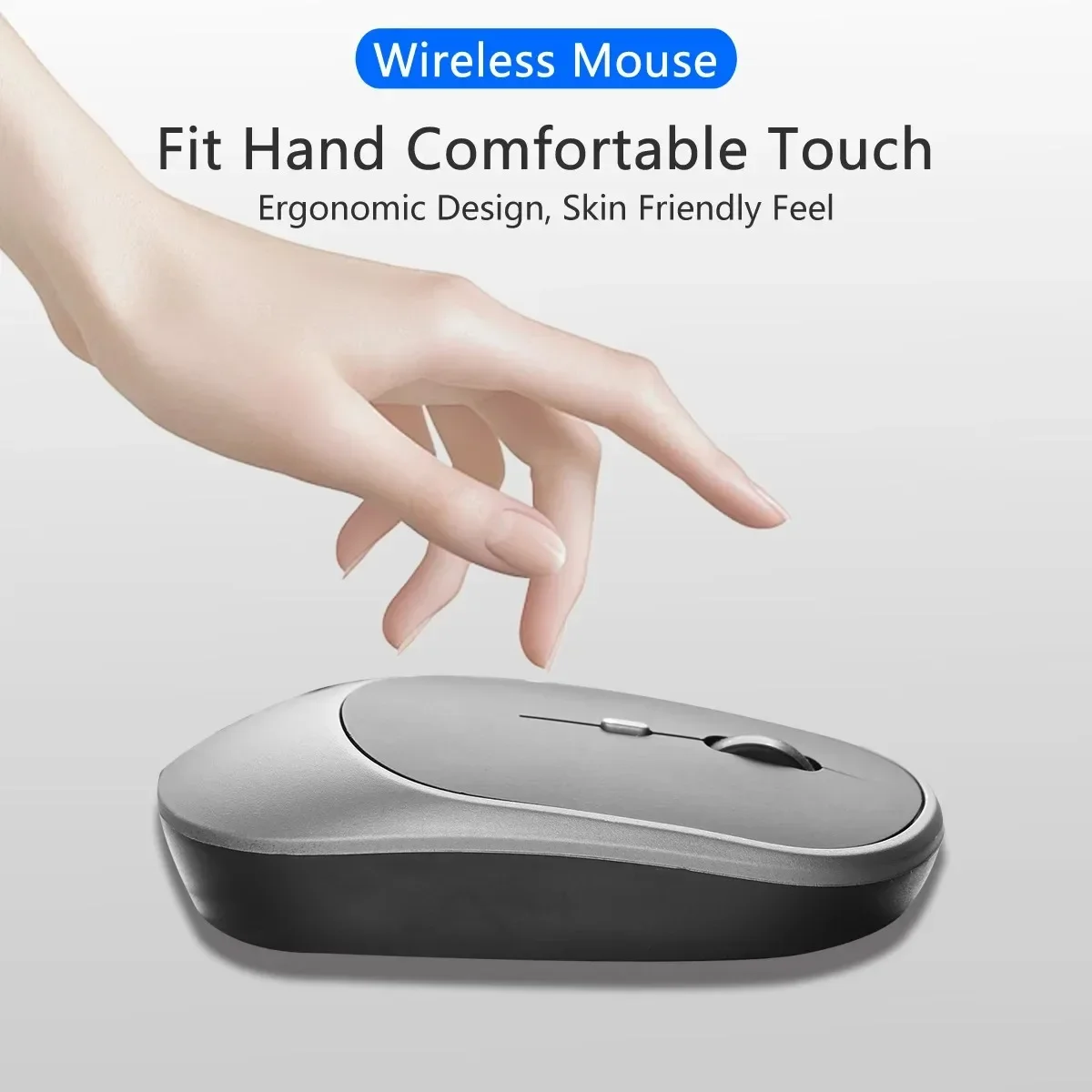 

Rechargeable Dual Mode Wireless Mouse, 2.4G USB & Bluetooth Ergonomic Mice for Laptop Pad Tablet Macbook