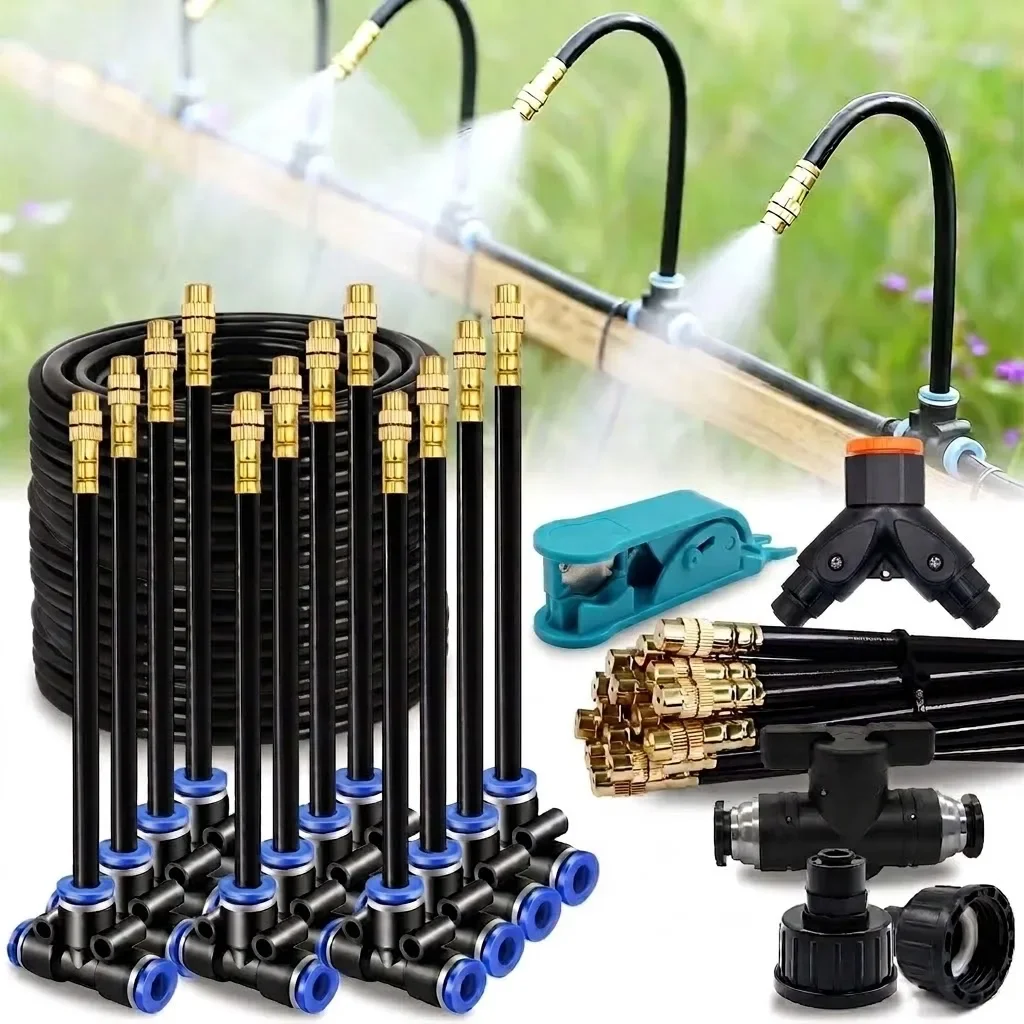 360 Degree Free bend Adjustable Nozzle Misting Cooling System 1 4 Inch 4 6mm Atomizer Sprayer for Outdoor Garden Irrigation