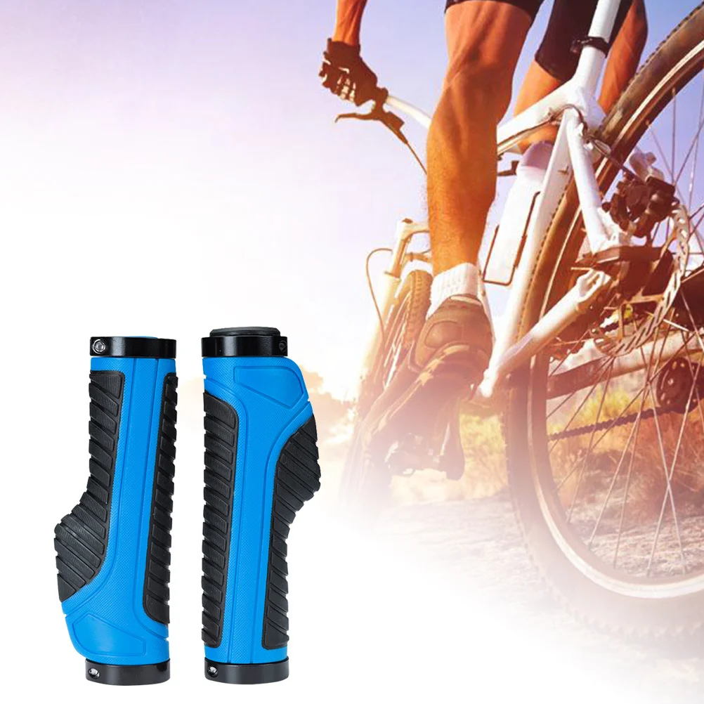

2Pair Rubber Handlebar Grips Mountain Bike Anti-Slip Rough Surface Cycling Handle Grips Black Blue Cycling Handle Bar
