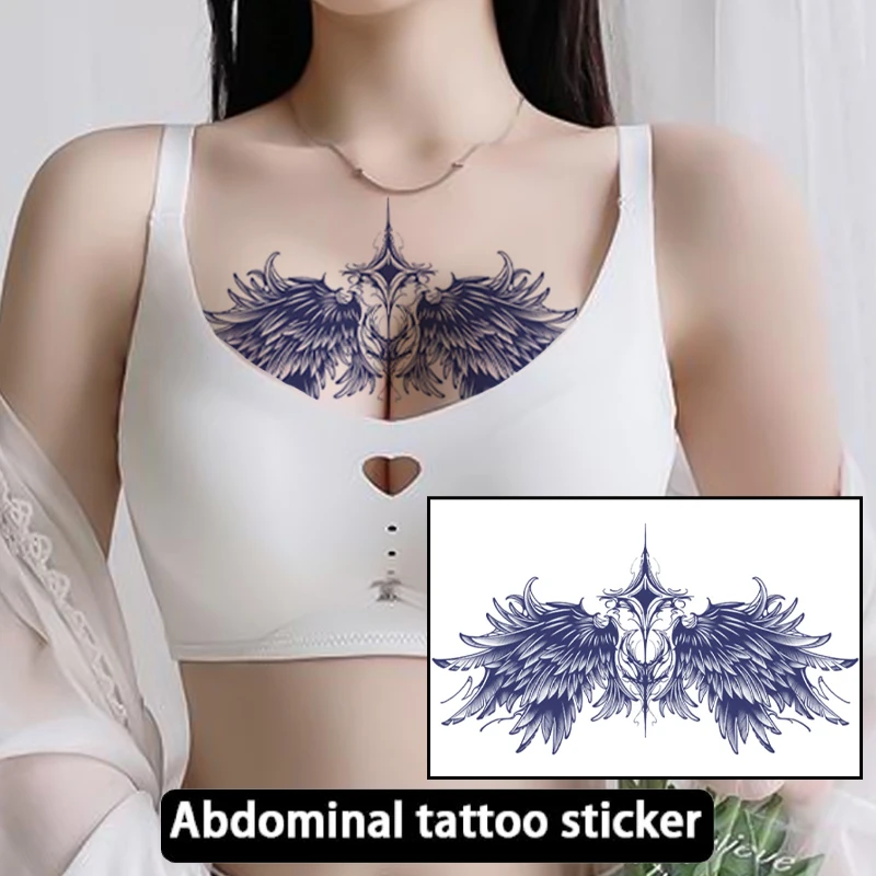 

Временные наклейки «Крылья ангела», сексуальный дизайн, для живота и груди, водонепроницаемые, устойчивые к поту, на основе растительных соков, реалистичные татуировки