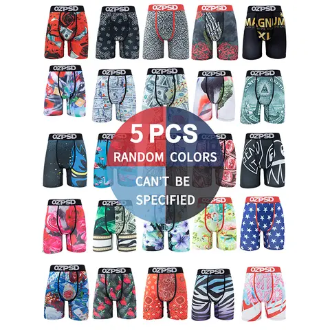5Pcs Men Sexy Underwear Boxers Breathable Summer Men's Panties Fashion Print Underpants Male Plus Size L-XXL Man Boxers Trunks