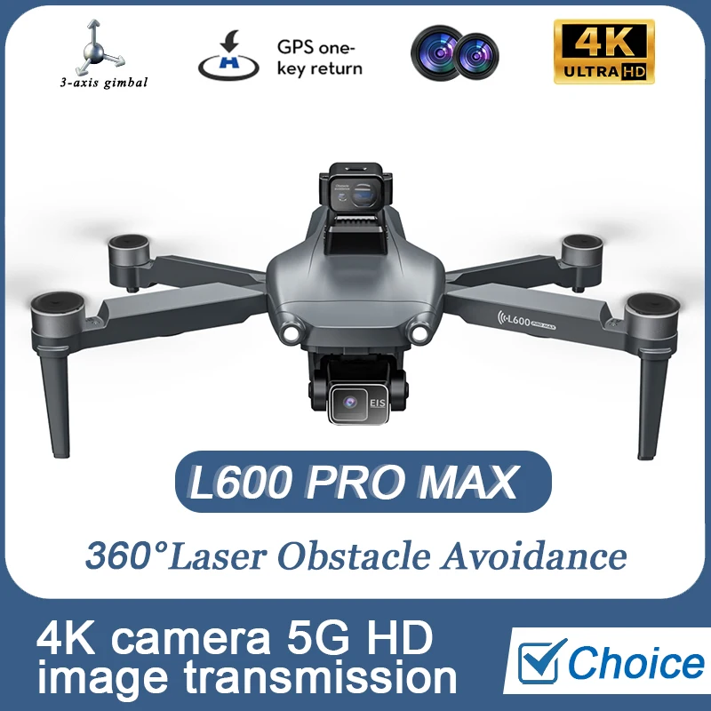 L600 PRO MAX Drone FPV 4K HD podwójny aparat GPS prąd optyczny 5G WiFi 3-osiowy przeciwwstrząsowy bezszczotkowy zabawkowy dron do unikania przeszkód