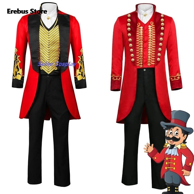 Showman Cosplay Suit Costume Magician Circus Ringmaster Barnum Set Halloween Cosplay Stage Clothes Dress Up Anime Movie Roleplay