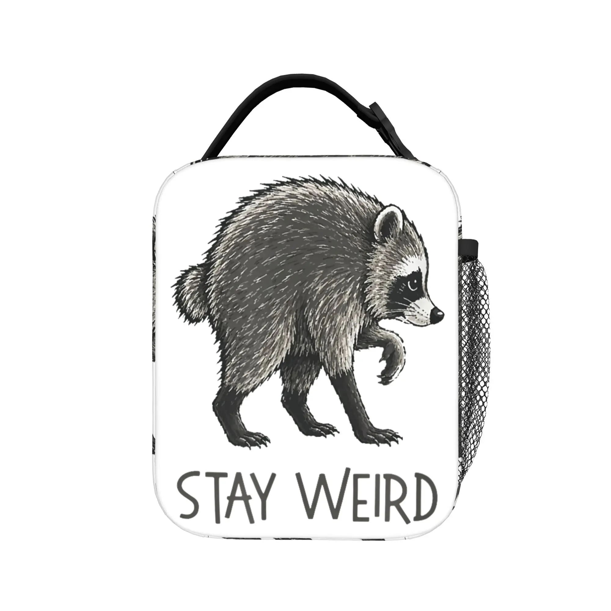 Funny Trash Panda Stay Weird Cute Jimothy Raccoon Viral Meme Insulated Lunch Bag Cooler Bag Lunch Container  Lunch Box Tote