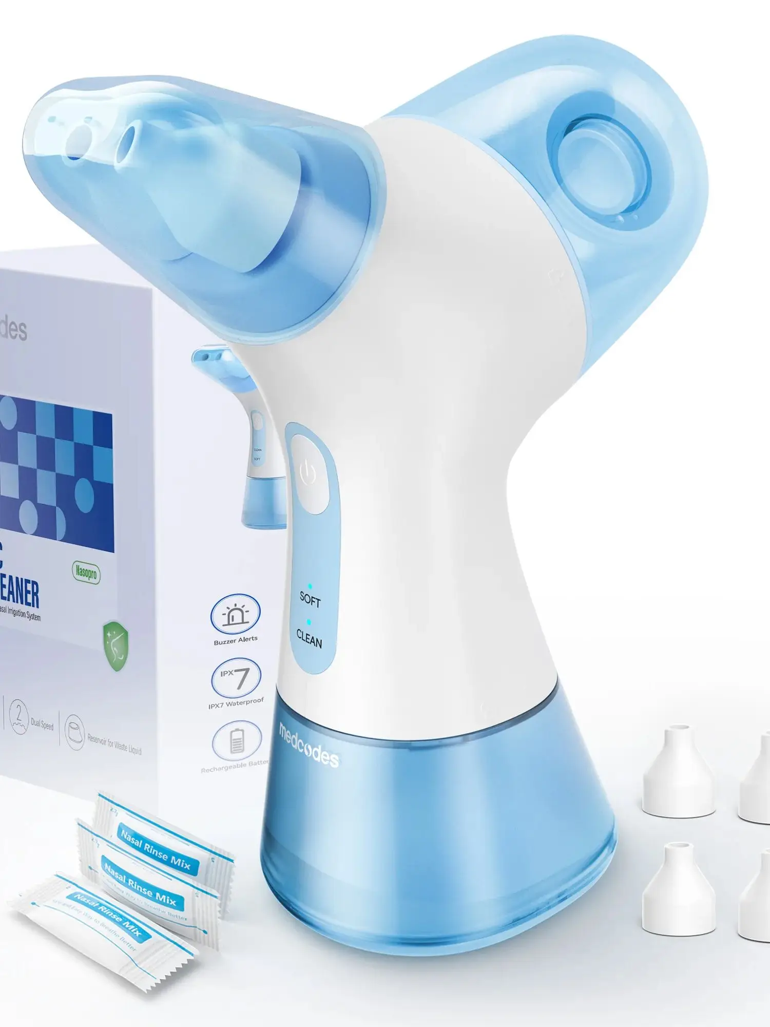 Neusdoucheapparaat met watertank & afvalopvangtank - Neusreiniger voor sinus, allergieverlichting - afbeelding 2