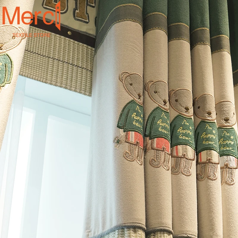 Luxury Custom British Inspired Childrens Curtains for Living Room Bedroom Semi Blackout Cartoon Fresh Design for Boys Girls