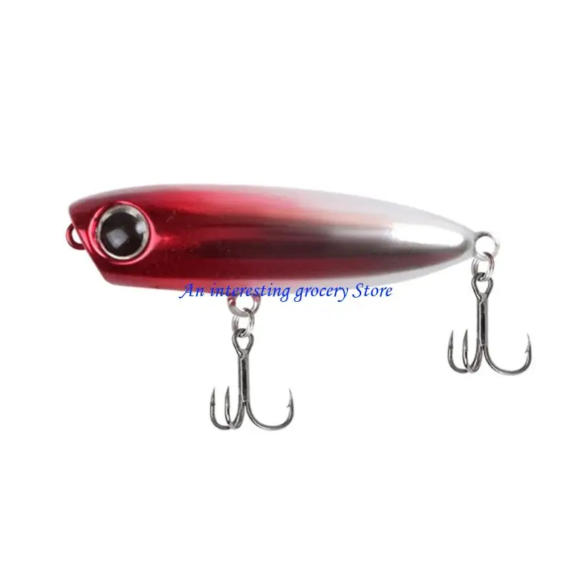 652D Pack Of 5 Mini Popper Lures With High Reflectivity Sticker Enhances Treble Hook For Freshwater Saltwater Fishing