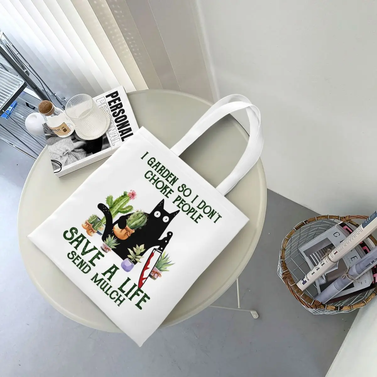 أنا حديقة حتى لا أختنق الناس إنقاذ الحياة أرسل حقيبة يد المهاد حقيبة يد Canva مضحك القط ميمي حقيبة كتف حقيبة تسوق قابلة لإعادة الاستخدام