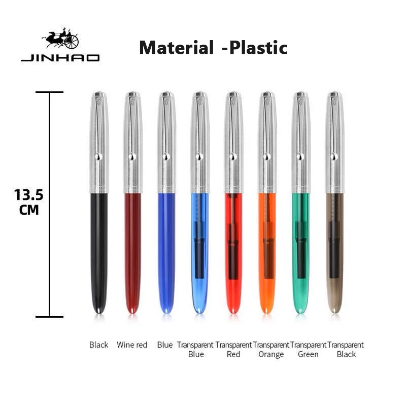 Jinhao 51A pluma estilográfica de Color transparente, pluma de tinta de escritura de caligrafía elegante EF/F, material escolar de oficina, papelería de lujo