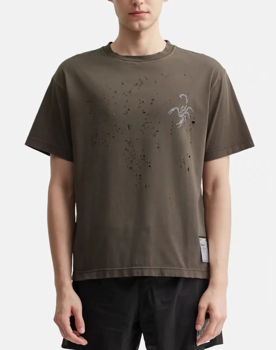 Satisfy Sports Crew Neck Ripped Casual Loose Short Sleeve T-Shirt