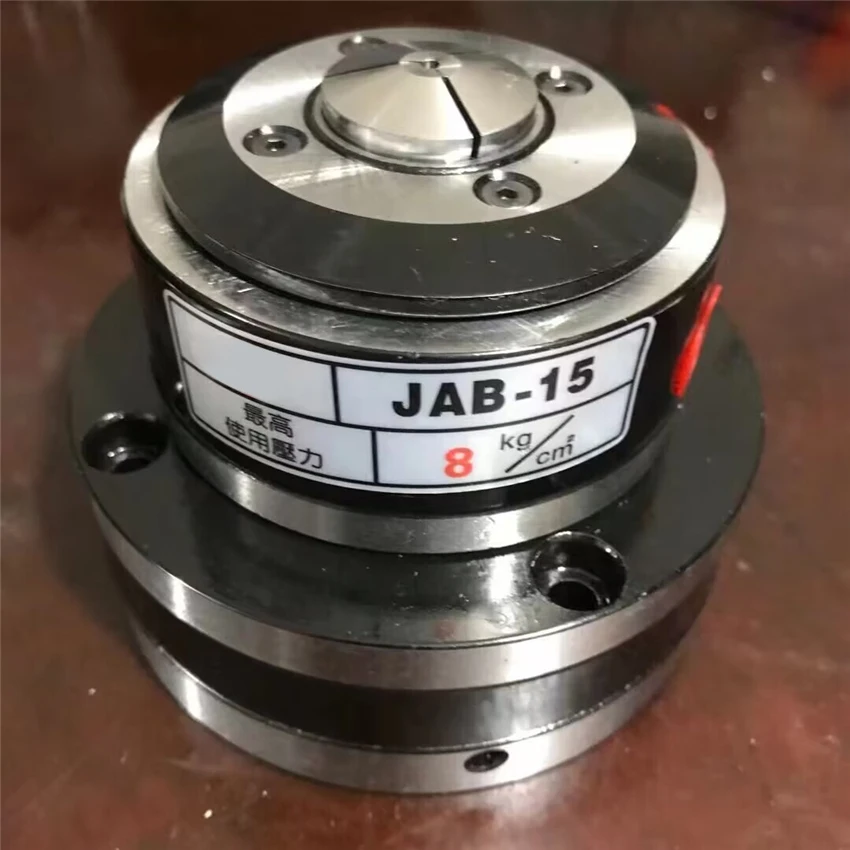 JAB-15 Front Rotary Chuck Collet Clip Air Pressure High Speed Hollow Chuck Pneumatic Chuck Collet Chuck 2.3KN 0.3-0.7Mpa 4000rpm