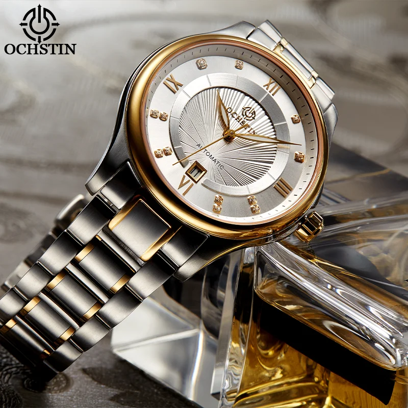 OCHSTIN Men's Luxury Automatic Mechanical Watch Man Solid Stainless Steel Case Waterproof Male Business Timepiece Male Clock