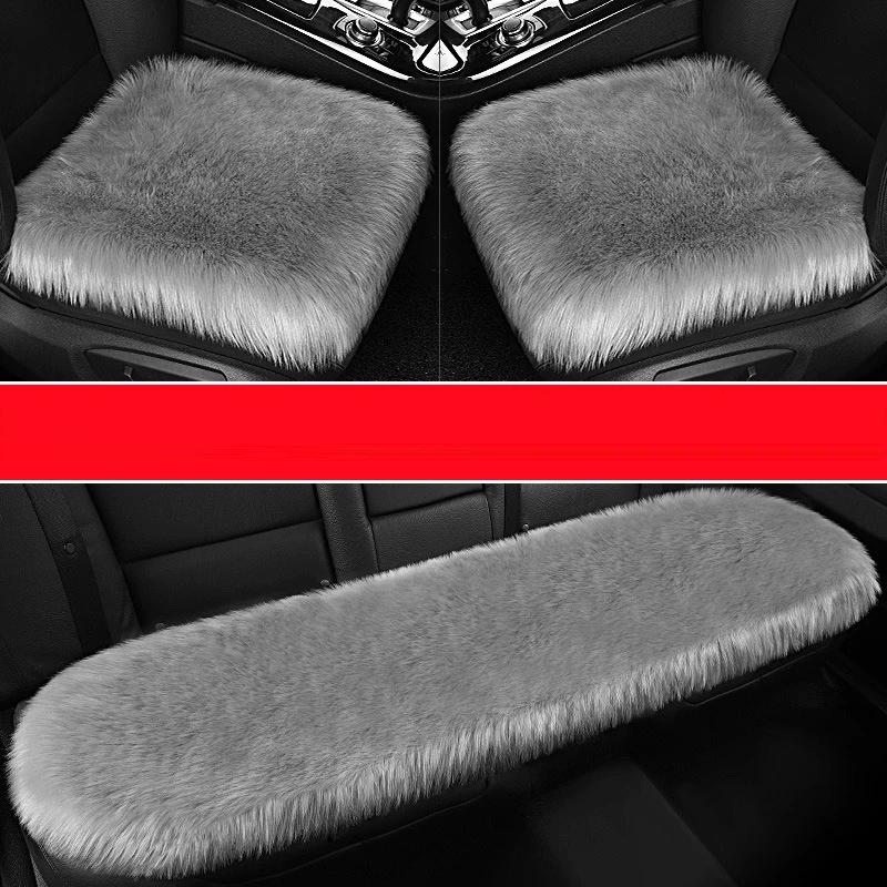 Winter Long Sheep Plush Car Rear Seat Cushion Auto Seat Cloak Thickened Warm Washable Universal Style Plush Long Seat Cushion