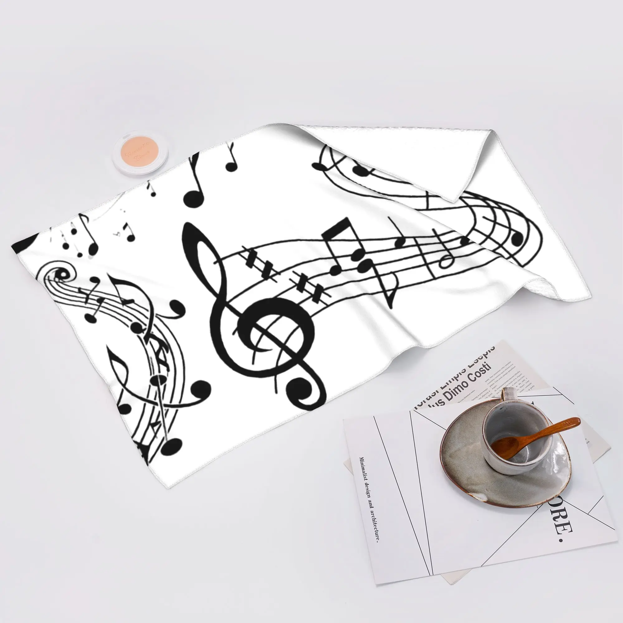 Custom Abstract Piano Keys With Musical Notes Soft Face Towel Quick Dry Pool Bath Cotton Towels Absorbent