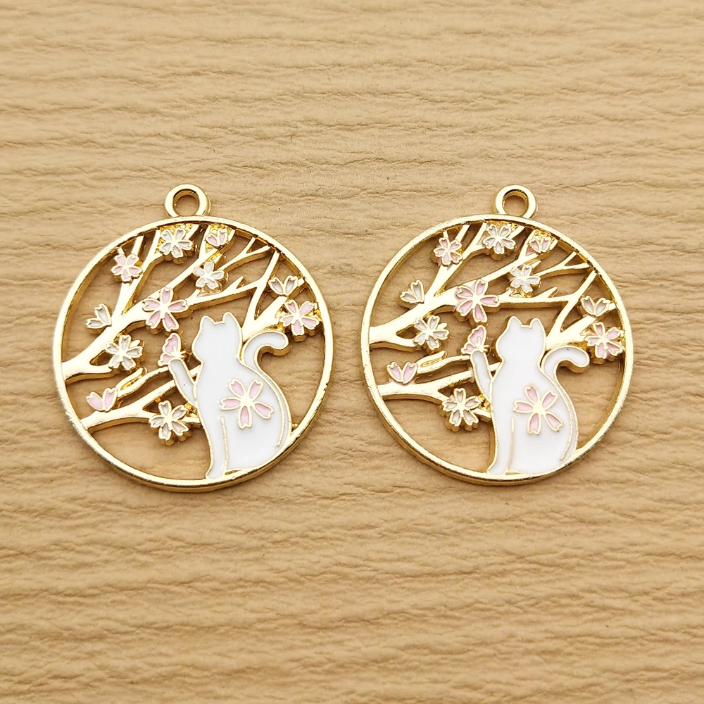 10pcs Cute Flower Rabbit Cat Charms for DIY Jewelry Making