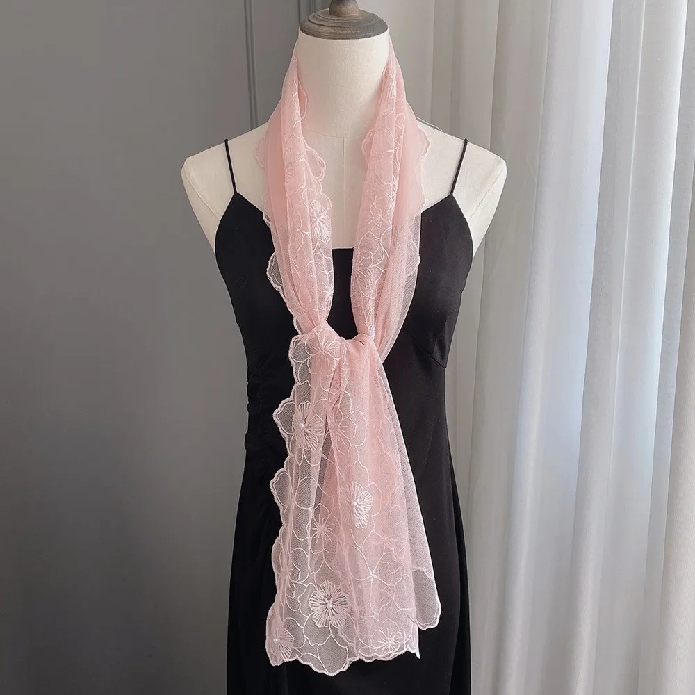 

Fashion Embroidered Flower Women's Lace Scarf Shawl Retro Casual Dresses Shawls Elegant Long Veil Shawl for Women