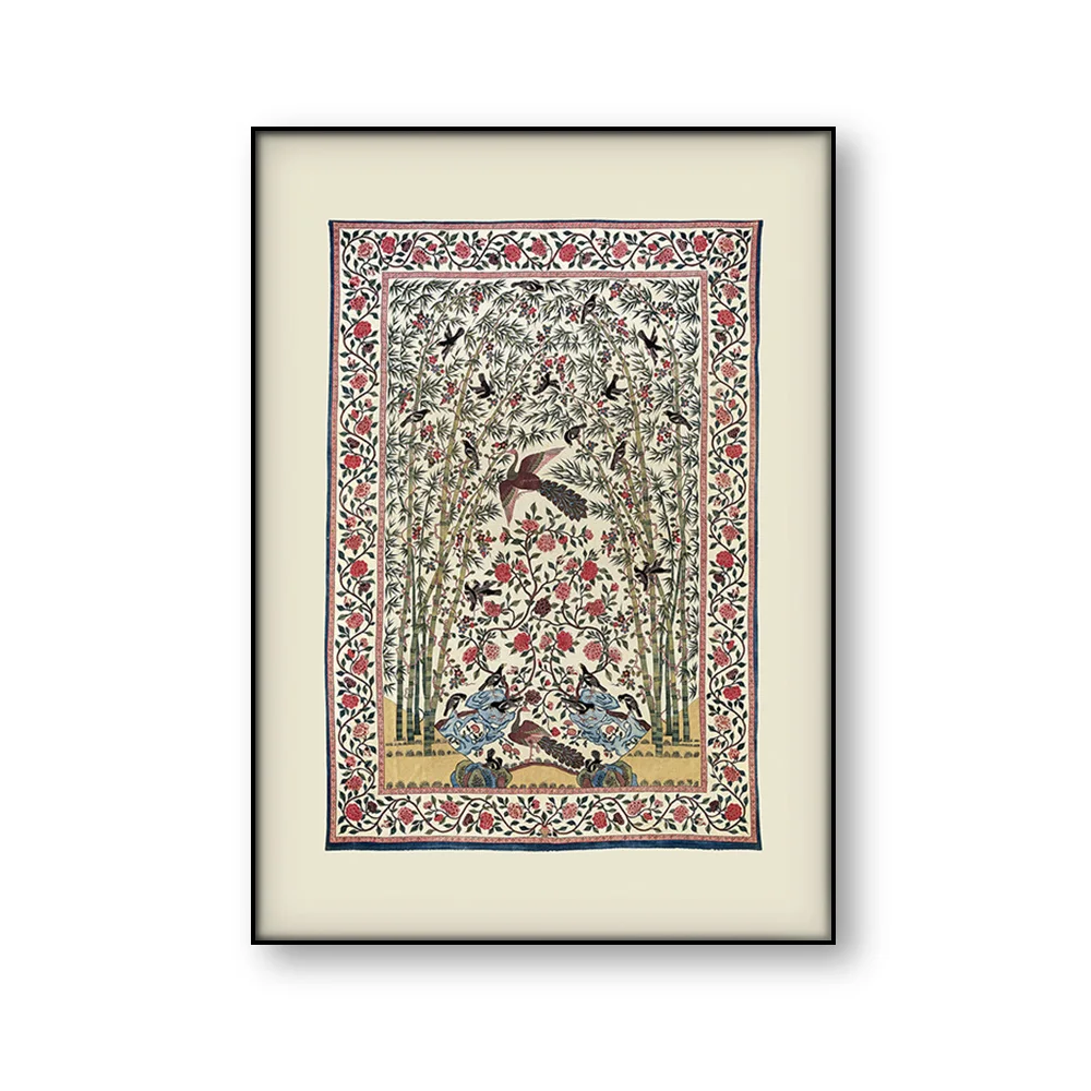 Textile Wall Art Light Academia Decor Vintage Canvas Print Tapestry Room Decor Indian Palampore Textile Pattern Home Decor Gift