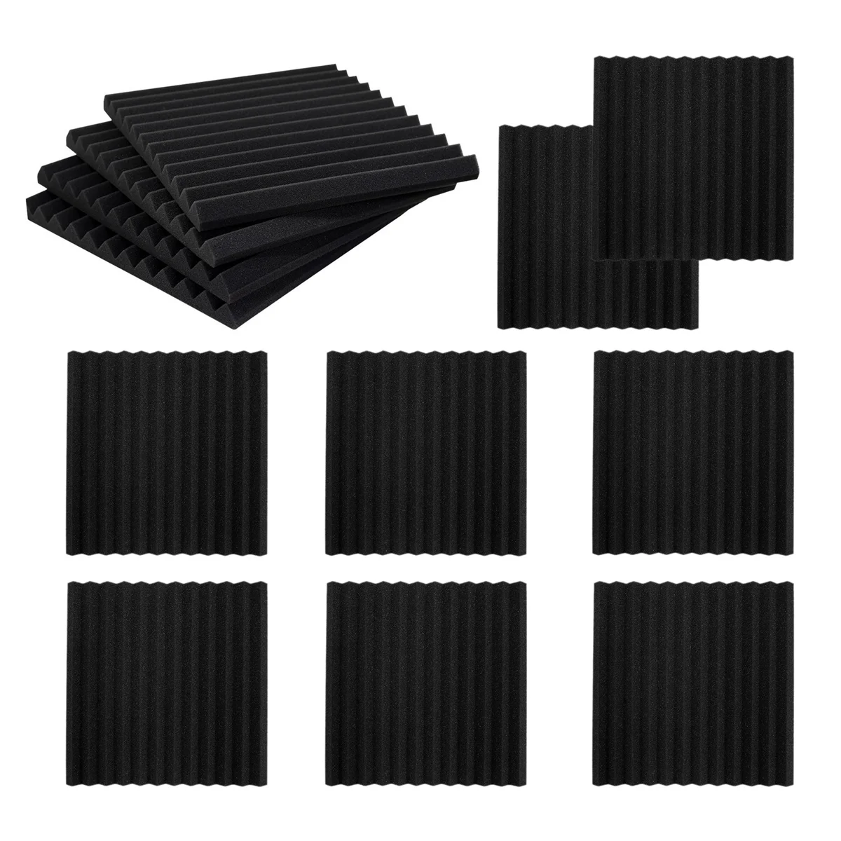 12 Pack Self-Adhesive Acoustic Panels, Sound Proof Foam Panels, High Density Soundproofing Wall Panels for Home(Black)