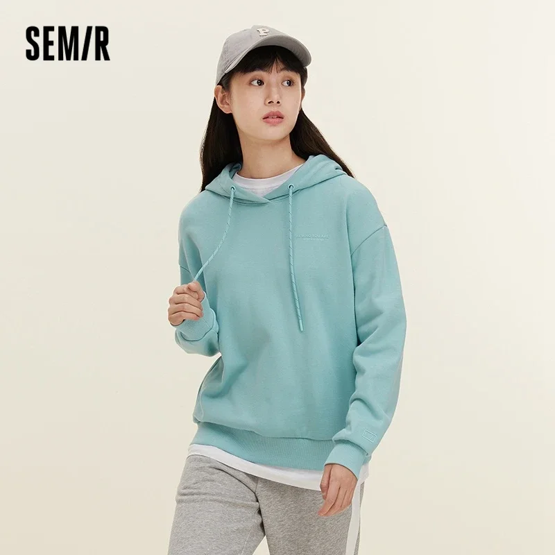 Semir Women Sweatshirt Loose Hoodie Letter Top Temperament Sweet 2023 Spring Simple Printed Bottom Hoodie Gentle And Versatile