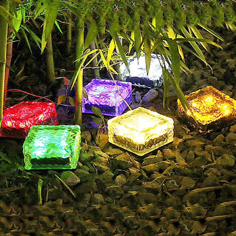 Lámpara Solar Led de ladrillo de hielo, cristal de imitación, azulejo de patio al aire libre, decoración de paisaje de jardín enterrado