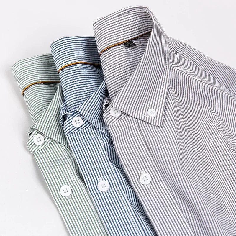 Social Formal Soft Cozy Oxford 100 Cotton Long Sleeve Shirt for Men 4XL Pocket Formal Stripe Plaid Men Shirts Long Sleeve Cotton