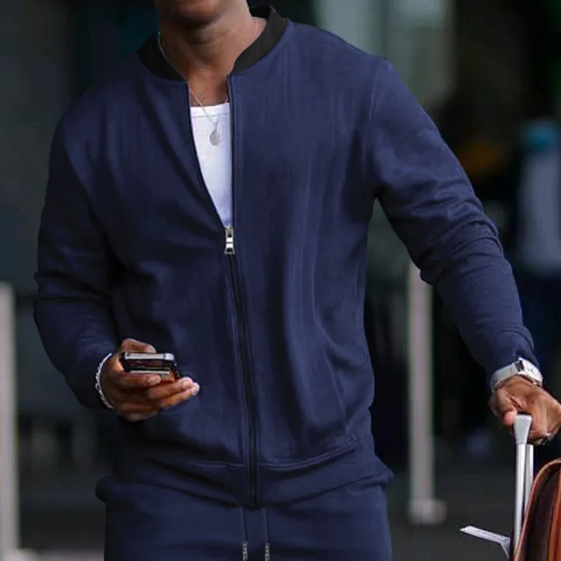 Men Spring Autumn Stand Collar Casual Sport Jackets Male Slim Fit Fashion Thin Long Sleeve Cardigan Outerwear S-4XL Solid Color