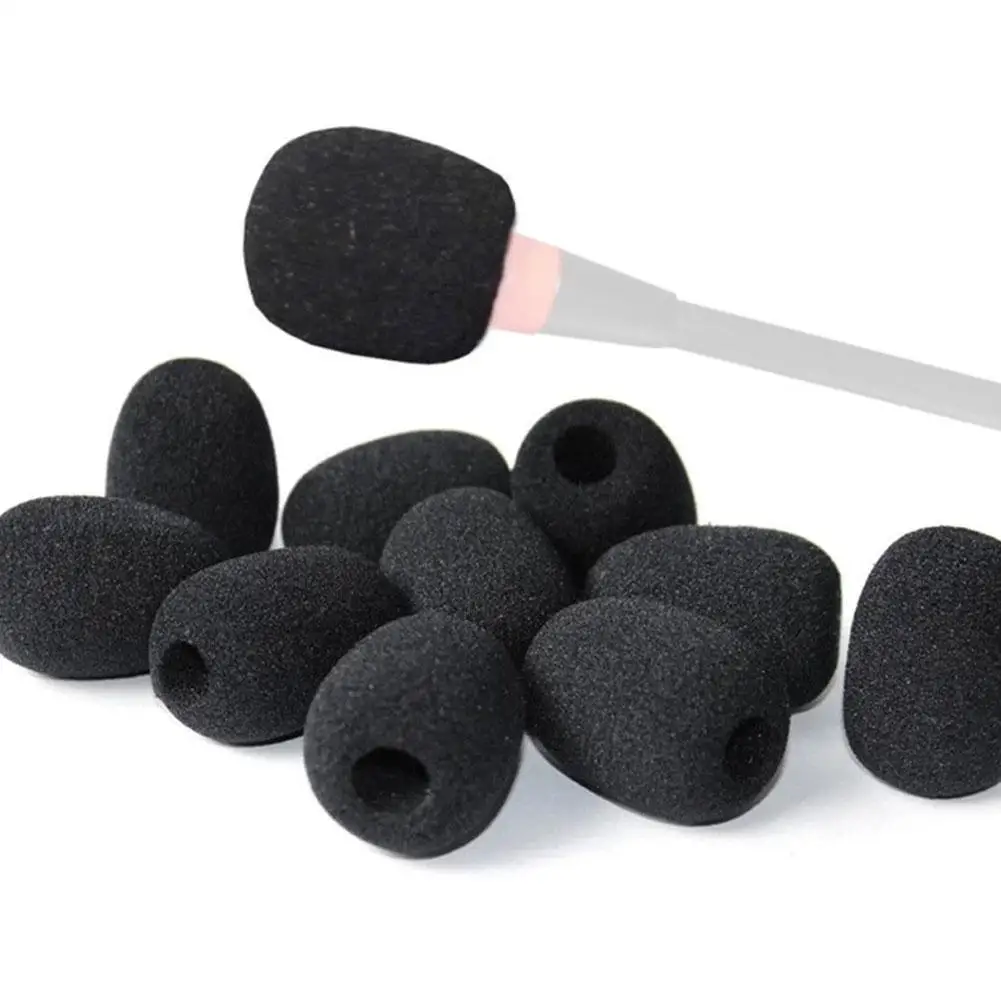 10Pcs Black Mic Protector Replacement Headset Foam Covers Windscreen Windshield Sponge Covers Microphone Cover for Meeting Mic