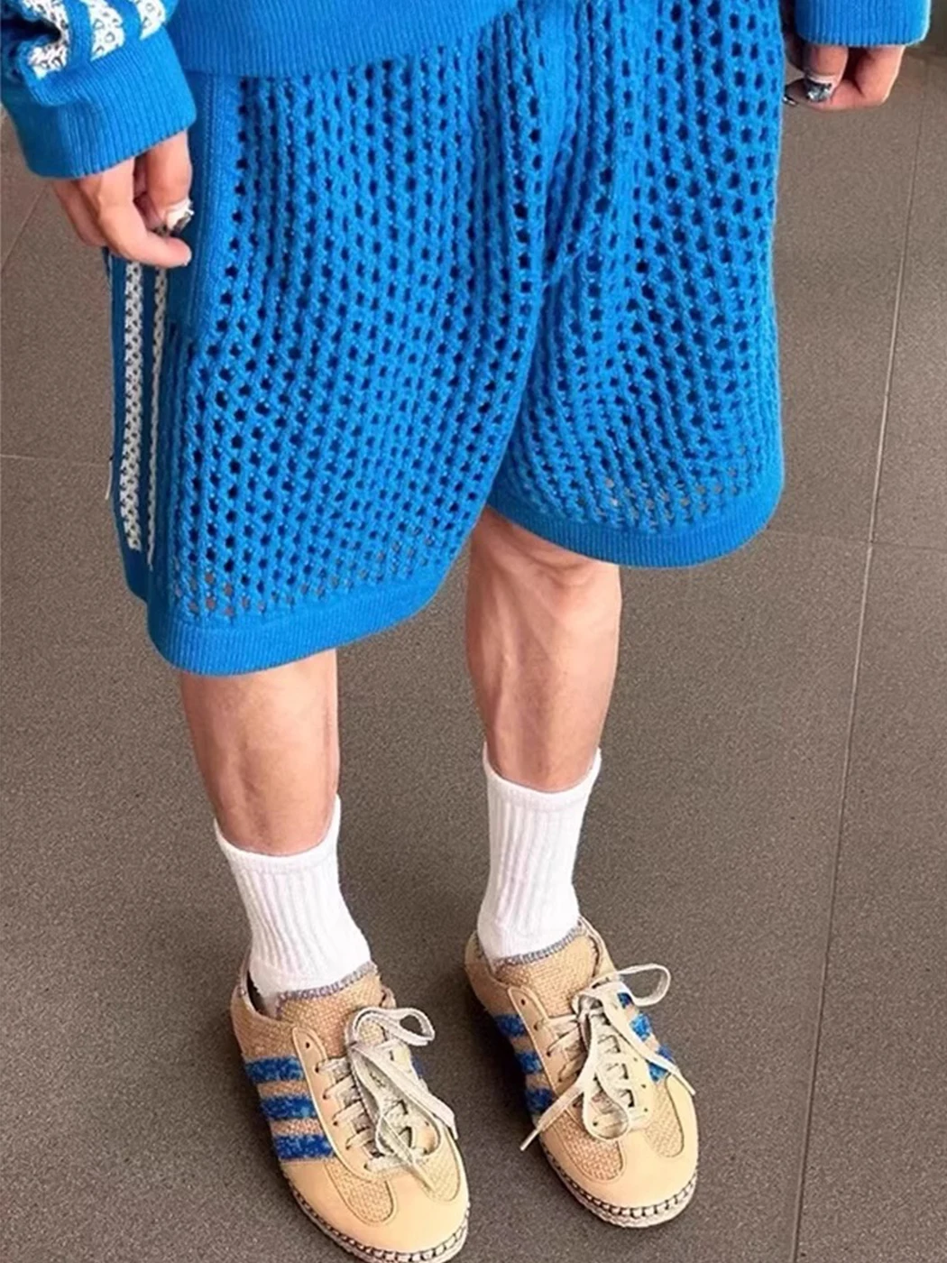 

Men's Knitted Me orts Breathable Qui Dry Five-Quarter Length American Beach Pants Loose Fit Elastic Waist Casual Pants