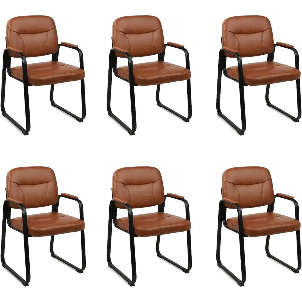 

Leather High-Back Office Chairs with Padded Arms, Set of 6 for Conference Rooms, Lobby, Home Living Rooms