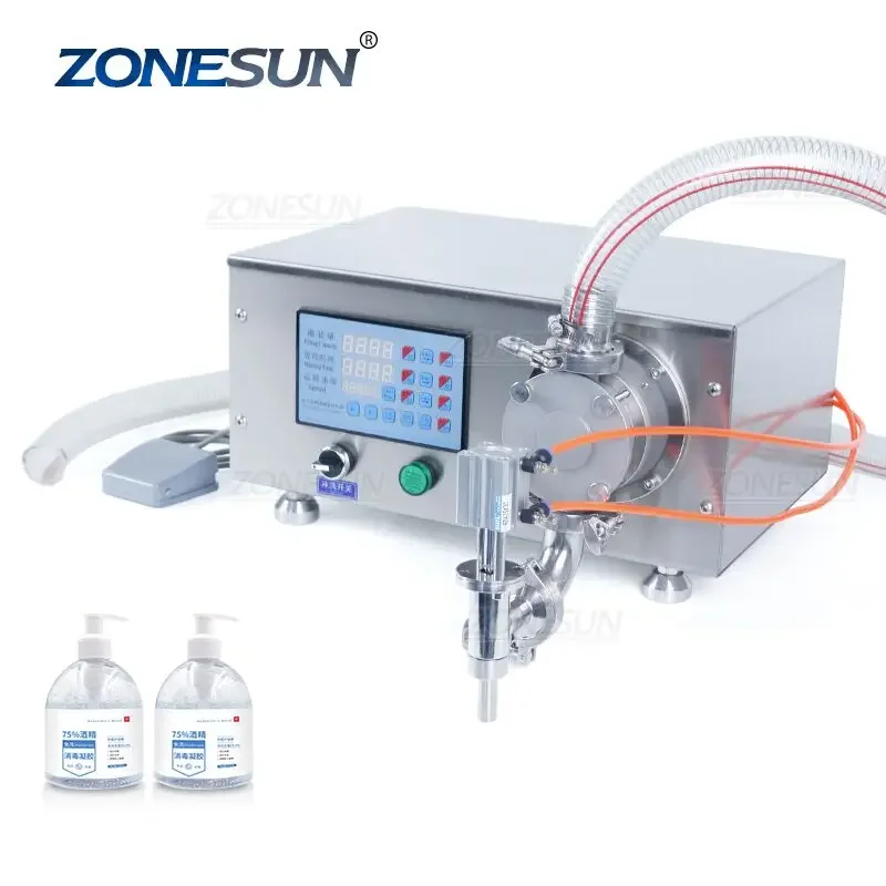 ZONESUN Semi-automatic Rotor Pump Glass Bottle Ketchup Juice Honey Face Cream Milk Jam Paste Lotion Liquid Filling Machine