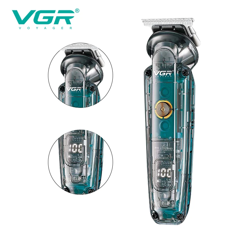 VGR الشعر المتقلب آلة قطع الشعر اللاسلكي المهنية مقص الشعر الحلاقة الكهربائية الحلاق 7000 دورة في الدقيقة LED أداة تهذيب اللحية V-949
