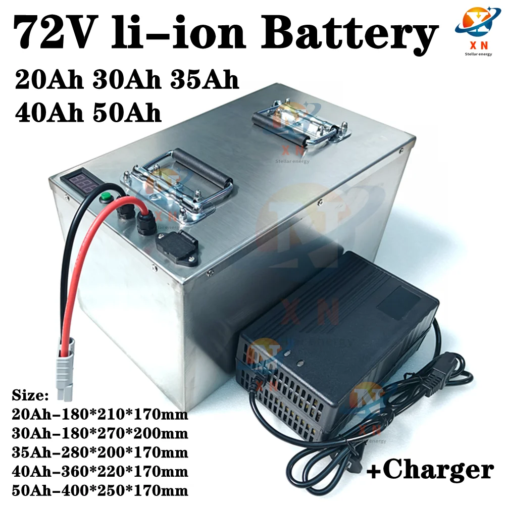 Escooter Battery 72V 20Ah 30ah 35ah 40ah 50ah Lithium Ion with BMS for Tricycle Motorcycle Scooter+Charger