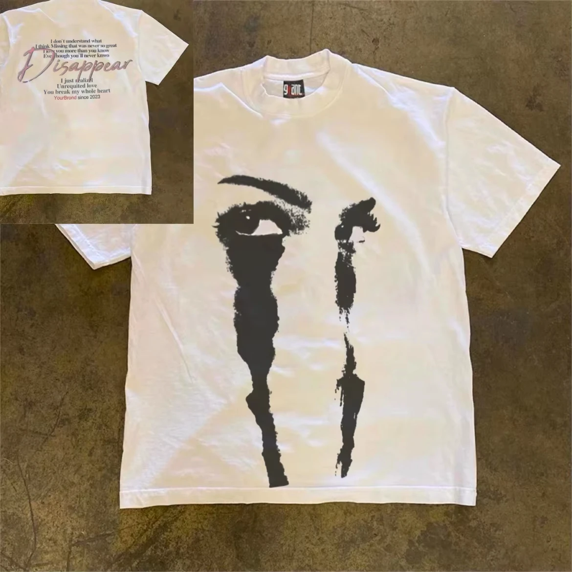 

Fashion Brand Y2K American Eye Face Printed Male And Female Couples Small Design Sense Short-sleeved T-shirt Harajuku Gothic