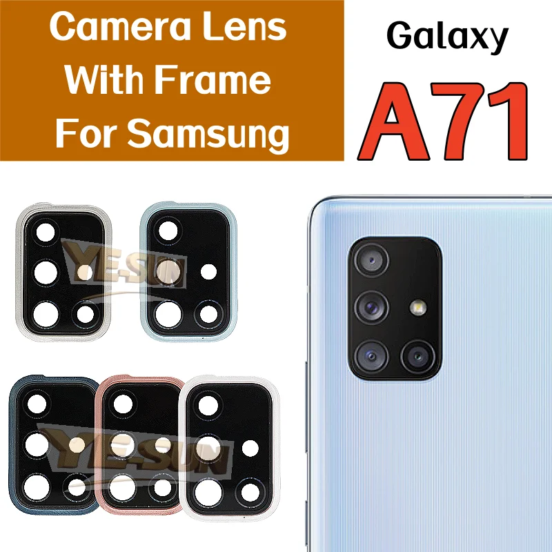 

For Samsung Galaxy A71 Rear Back Camera Glass Lens With Frame With Adhesive Sticker Replacement