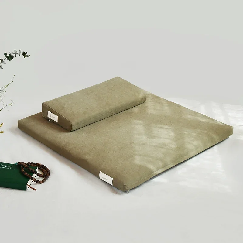 Matcha solid color new Chinese-style seat cushion meditation cushion latex coconut palm silk sitting futon balcony bay window