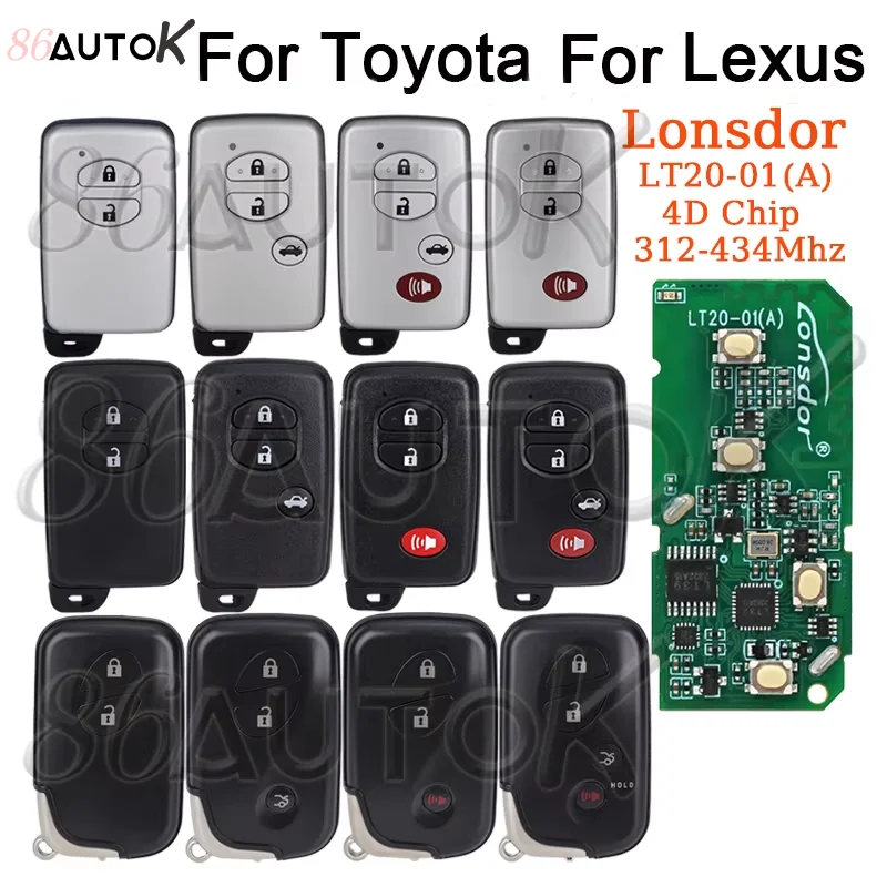 Lonsdor LT20-01EN Universal Smart Remote Key 4D Chip 312-434Mhz For Toyota RAV4 Prado Corolla Camry For Lexus ES IS LS