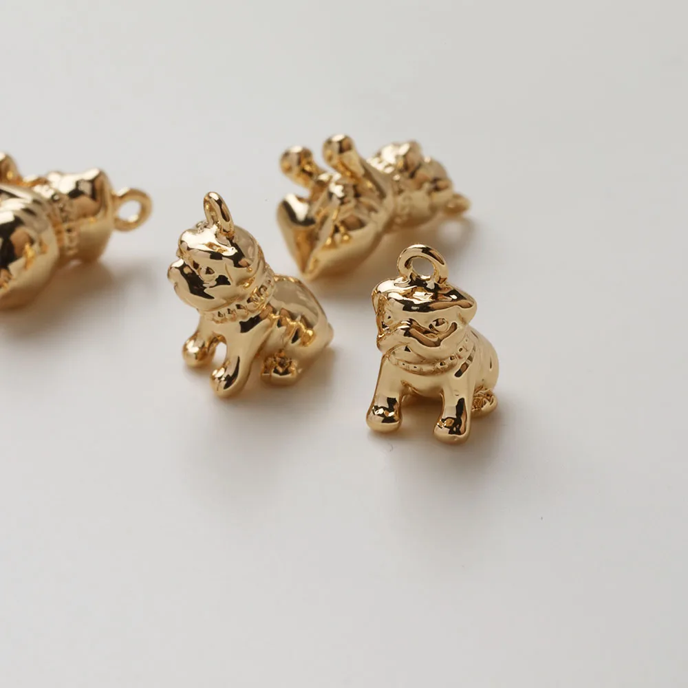 4 قطعة 14K مطلية بالذهب الألماني البلدغ قلادة اليدوية قلادة مجوهرات DIY بها بنفسك صنع لوازم المواد الملحقات