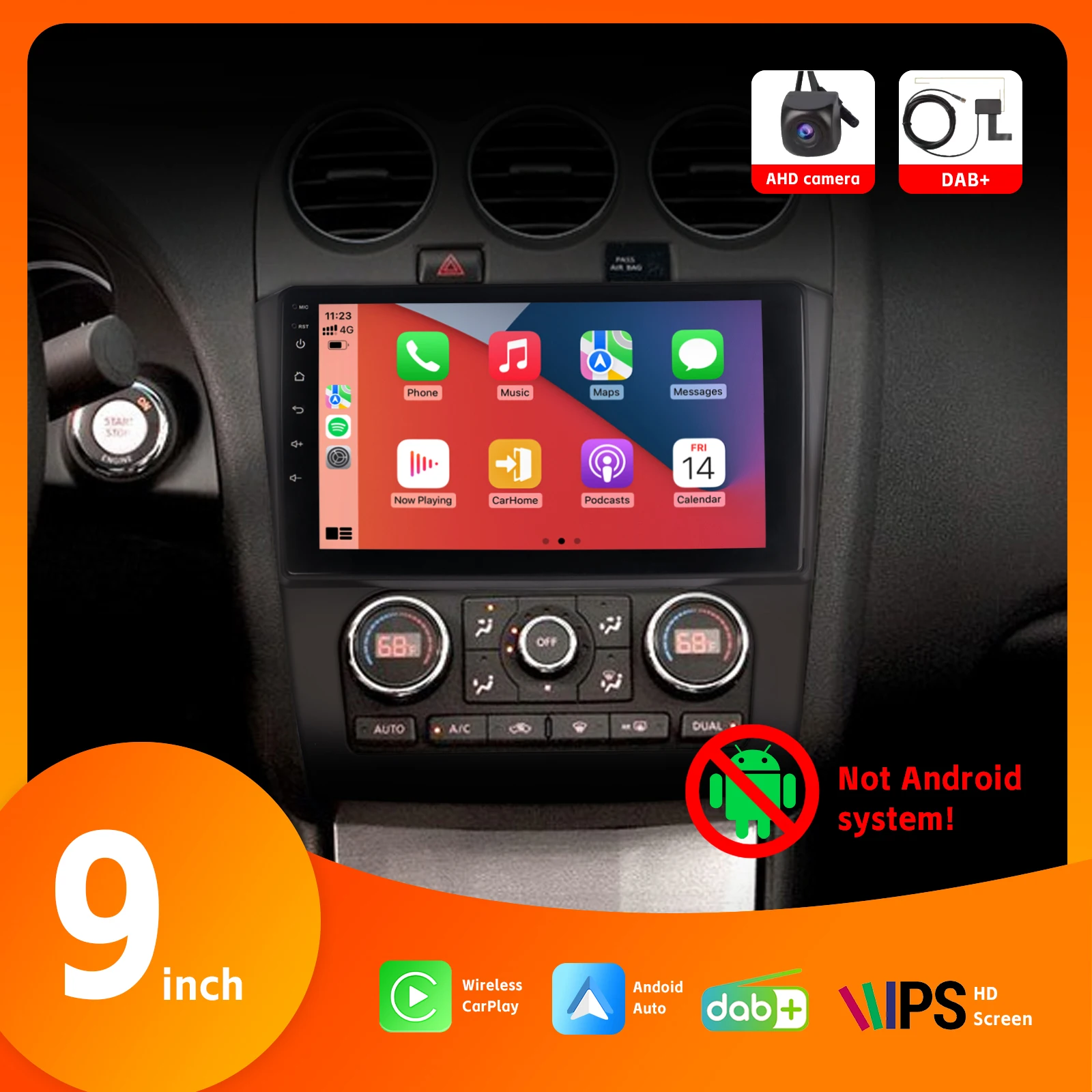 

9Inch Car Radio DAB+ Wireless Carplay Android Auto AHD Rear View Camera Car Multimedia Player for Nissan Teana Altima 2008-2012