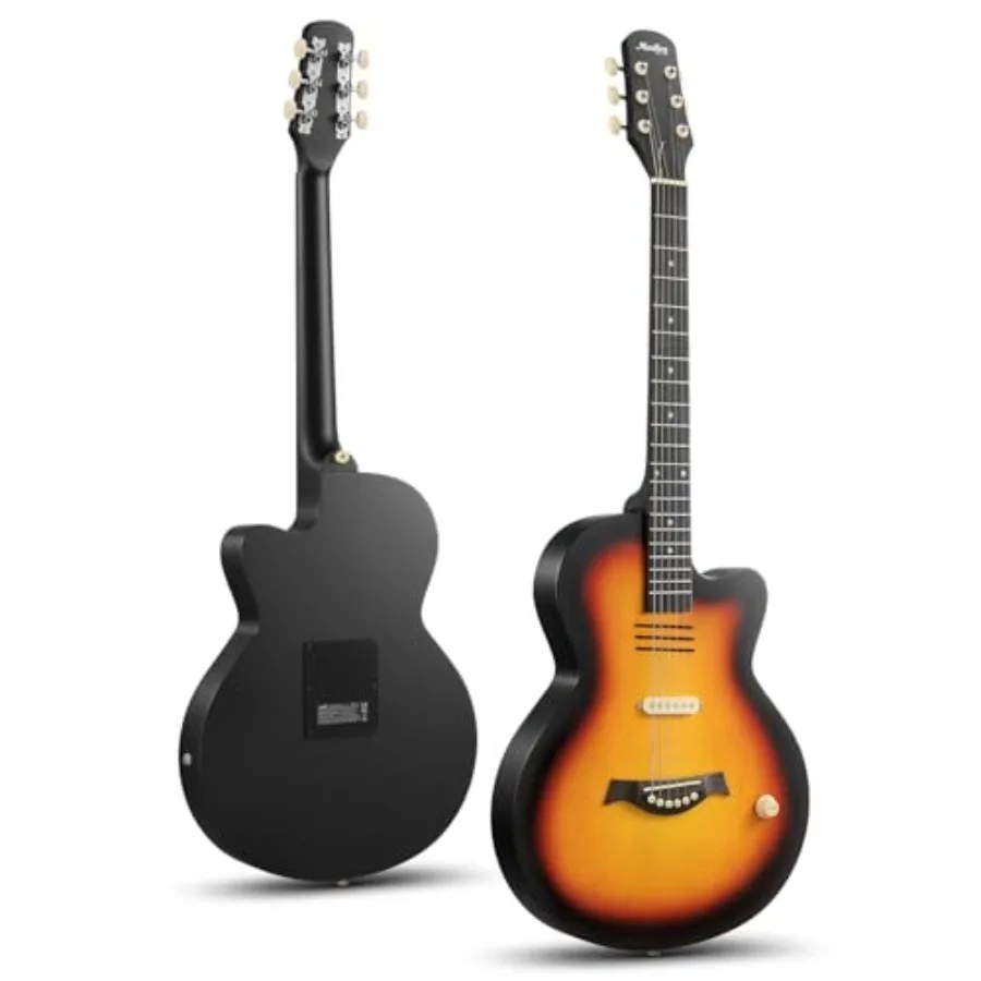 

39-Inch Cutaway Acoustic Electric Guitar with Passive Pickup in Sunburst Dual Acoustic Electric Modes Includes Gig Bag Strap Pi