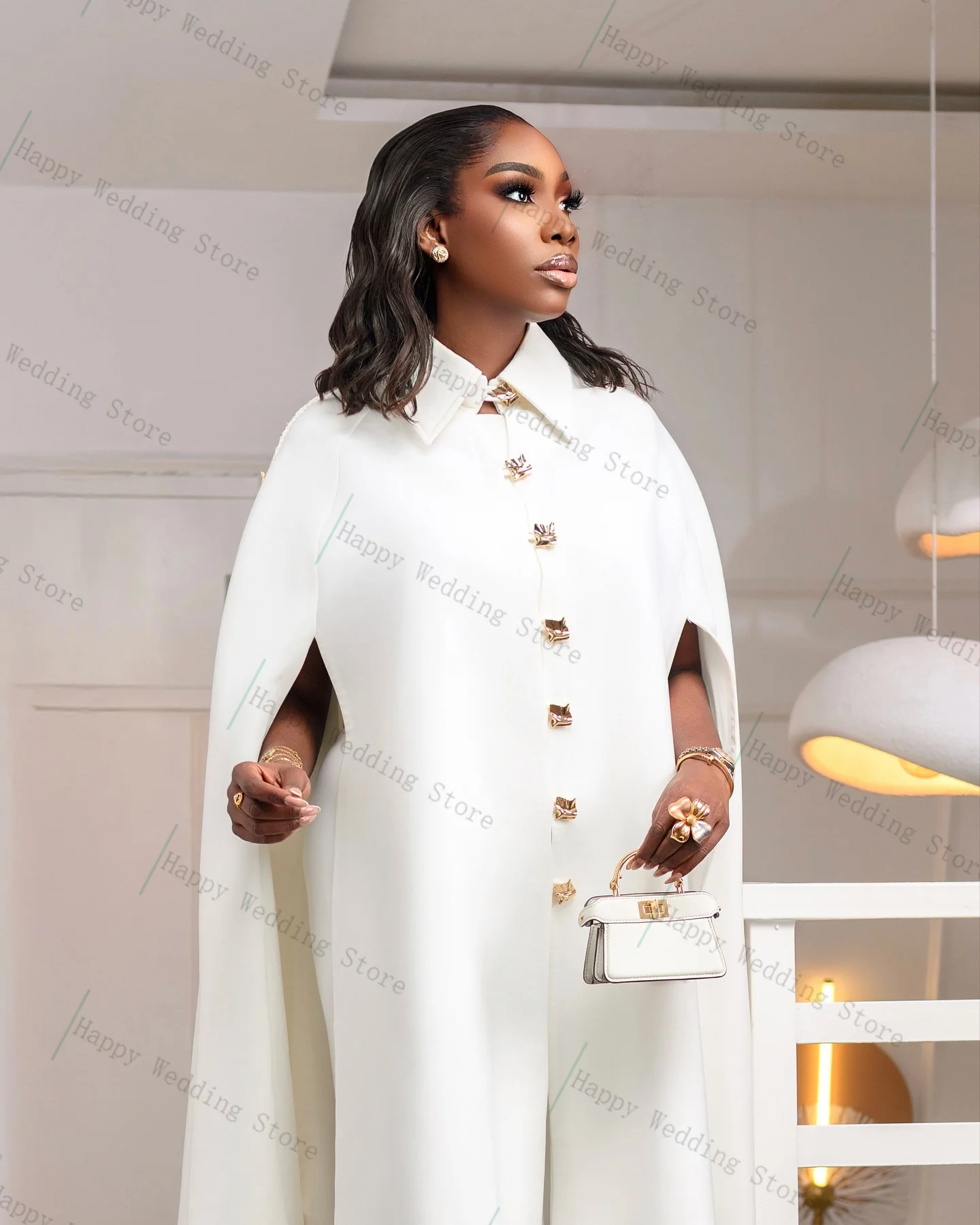 الأبيض التفاف كيب المرأة البدلة مجموعة 2 قطعة السترة الطويلة + السراويل بنطلون مكتب رسمي سترة حريمي مخصص الزفاف ضيف حفلة موسيقية معطف