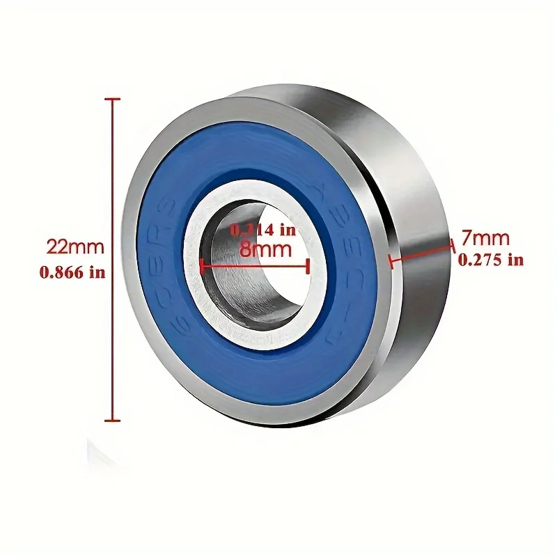 6/12/20 Stück 608RS/608ZZ Lager, langlebige Kugellager aus Kohlenstoffstahl für Skateboards, Longboards, Inline-Skates, Rollschuhe – Detail 6