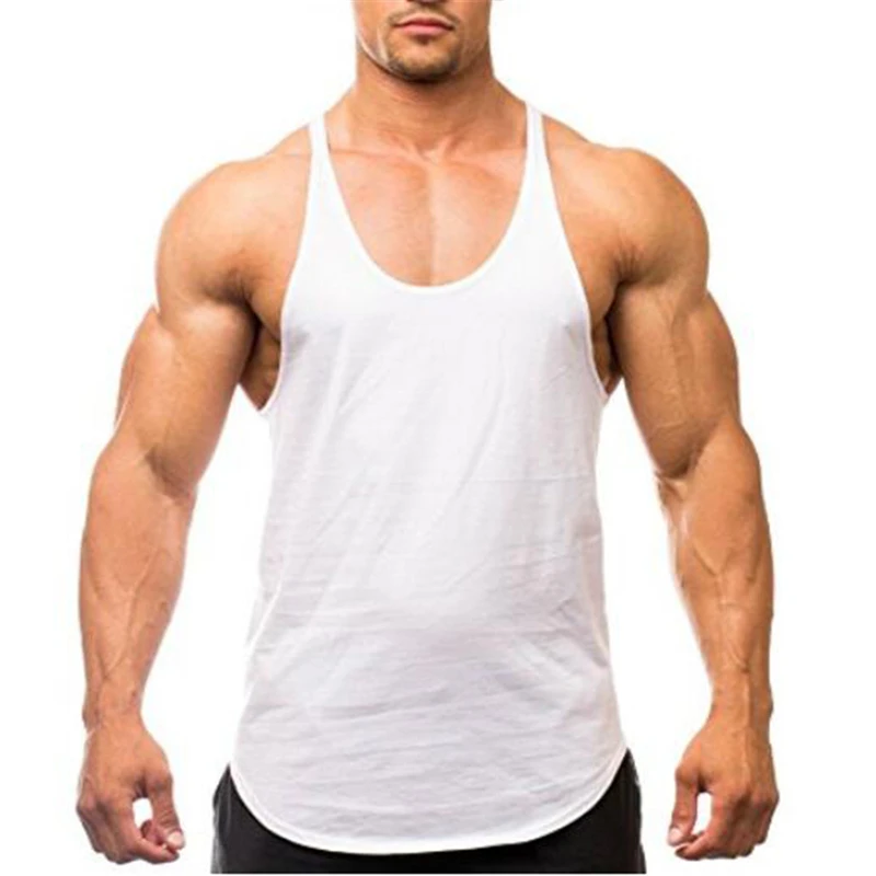 Muscle Guys Gym Clothing Bodybuilding Stringer Tank Top Men Cotton Vest Y Back Sleeveless Shirt Sports Singlets Workout Tanktop