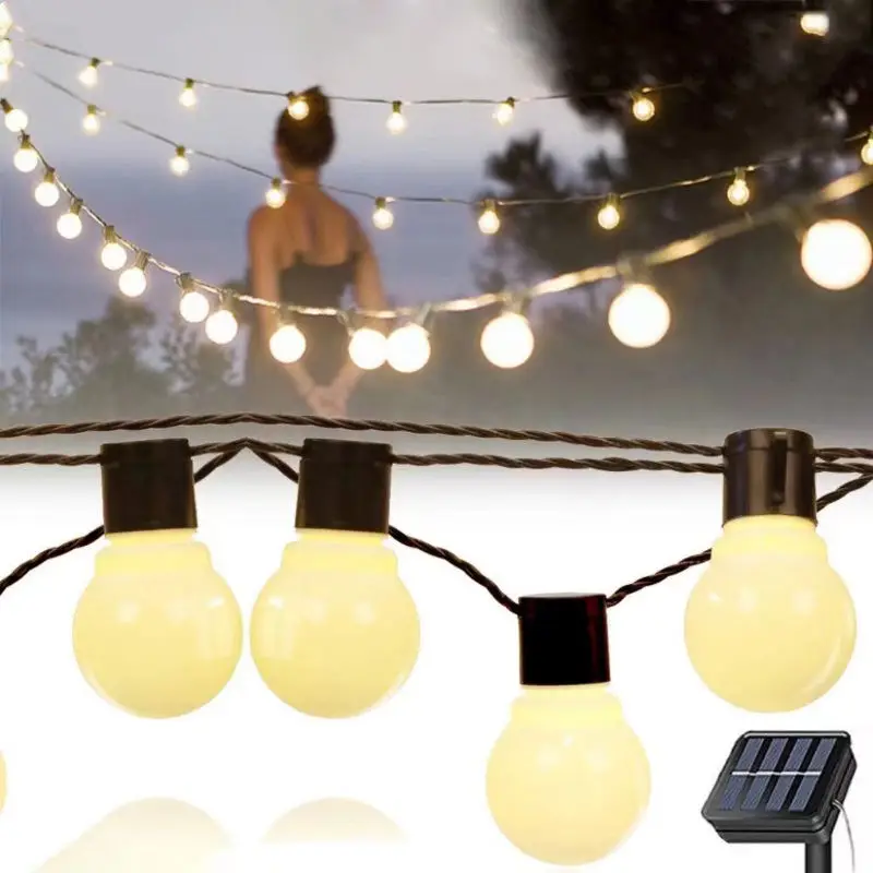5M 20LED G50 Bulbs Solar Light String Outdoor Hanging Lights Garland Waterproof For Garden Wedding Party Decoration