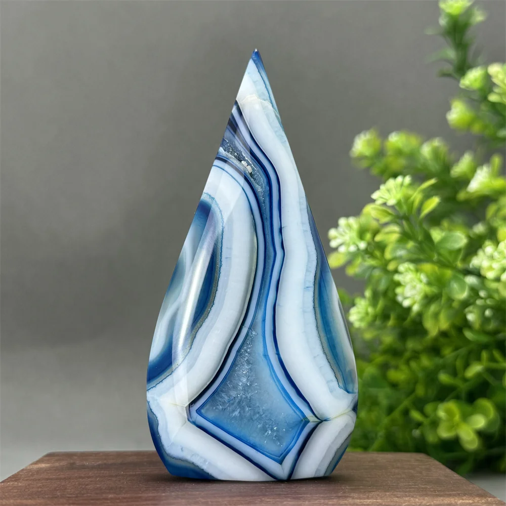 

Natural Blue Agate Free Shape Torch Reiki Healing Spiritual Meditation Witchcraft Sacrifice Feng Shui Home Decor Gift