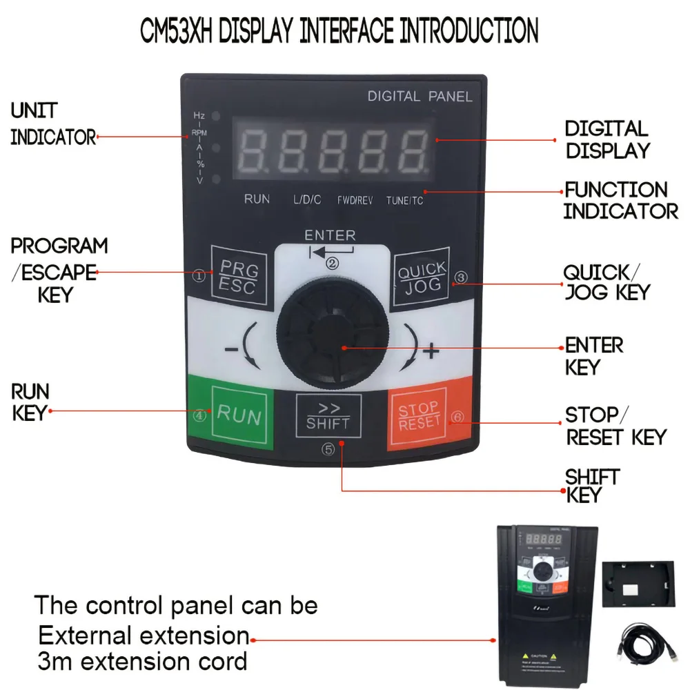 VFD Inverter 11KW/15KW 380V 3-Phase Input | CNC Spindle Motor Speed Controller CM53XH-D4T011GB/D4T015GB Controller