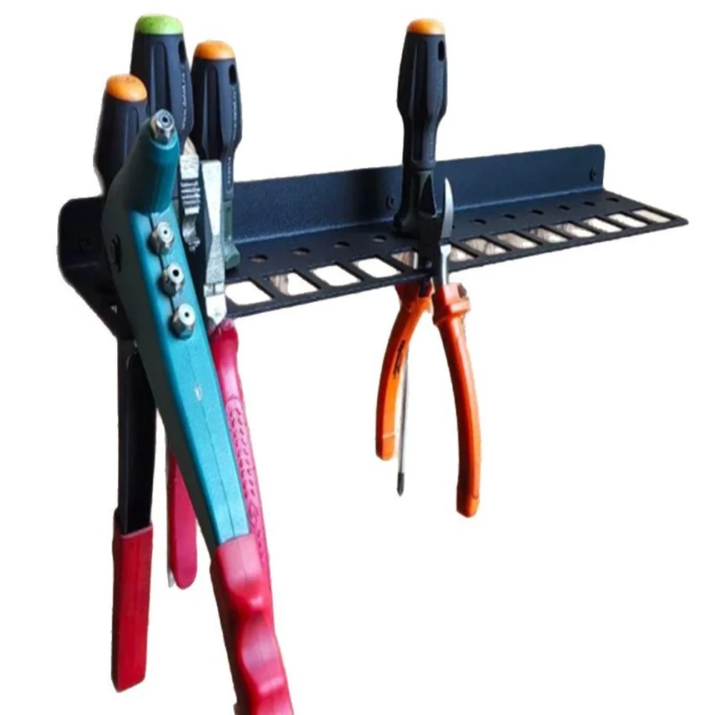 support-mural-noir-pour-outils-support-d'outils-gain-de-place-gestion-des-outils-rangement-pour-tournevis-installation-conviviale-construction-en-fer