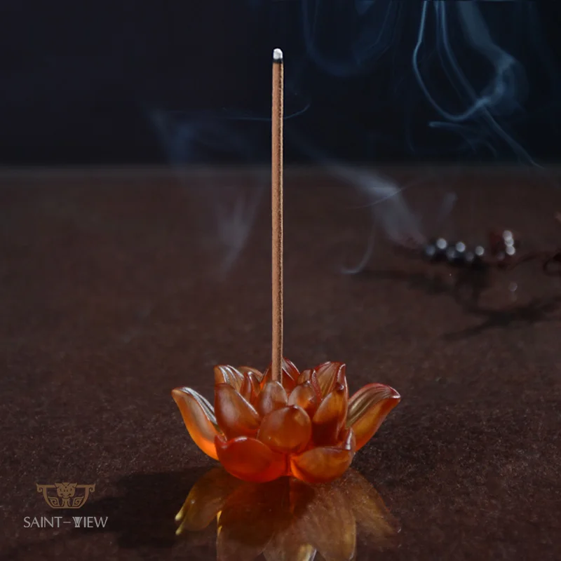 

Crystal Glass Wholesale Colored Glaze Liuli Mini Lotus Incense Stick burner Tourism Souvenir wholesale sourcing