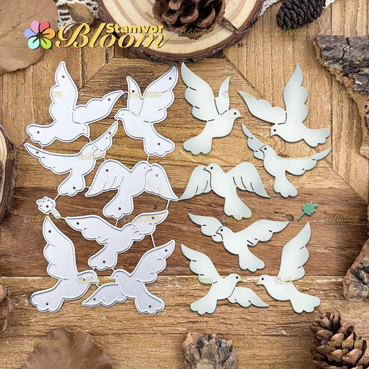 Troqueles de corte de metal Originales Lovely Birds Dove of Peace para scrapbooking y decoración en relieve