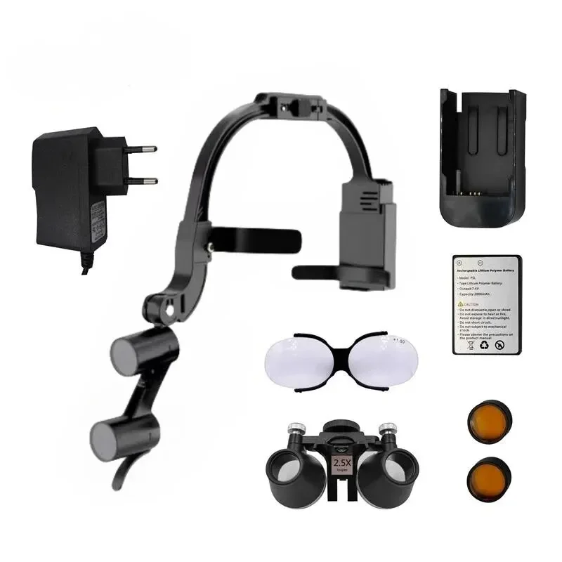 Dental 2.5X 3.5X Loupe Magnification Binocular Headlight LED Light Dentist Medical Loupes